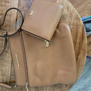 Michael Kors Tan Leather Crossbody Bag with Matching Wallet
